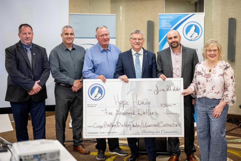 The Cape Breton Building  Trades & its Unionized Contractors presented Hope House with a $5,000 donation.